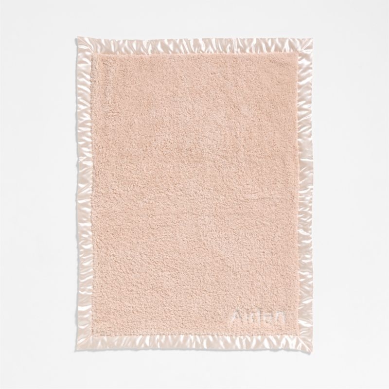 Satin Trim Luminous Pink Plush Baby Stroller Blanket - Image 1