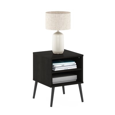 George Oliver Claude Mid Century Style Nightstand With Wood Legs, French Oak Grey - Image 0