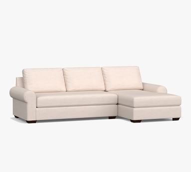 Big Sur Roll Arm Upholstered Left Arm Loveseat with Chaise Sectional, Down Blend Wrapped Cushions, Chenille Basketweave Pebble - Image 3