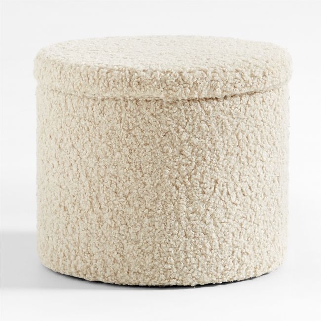 Dot Cream White Sherpa Kids Storage Ottoman and Stool - Image 0