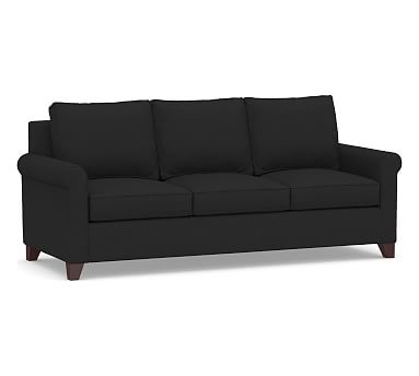 Cameron Roll Arm Upholstered Grand Sofa 98", Polyester Wrapped Cushions, Textured Basketweave Black - Image 0