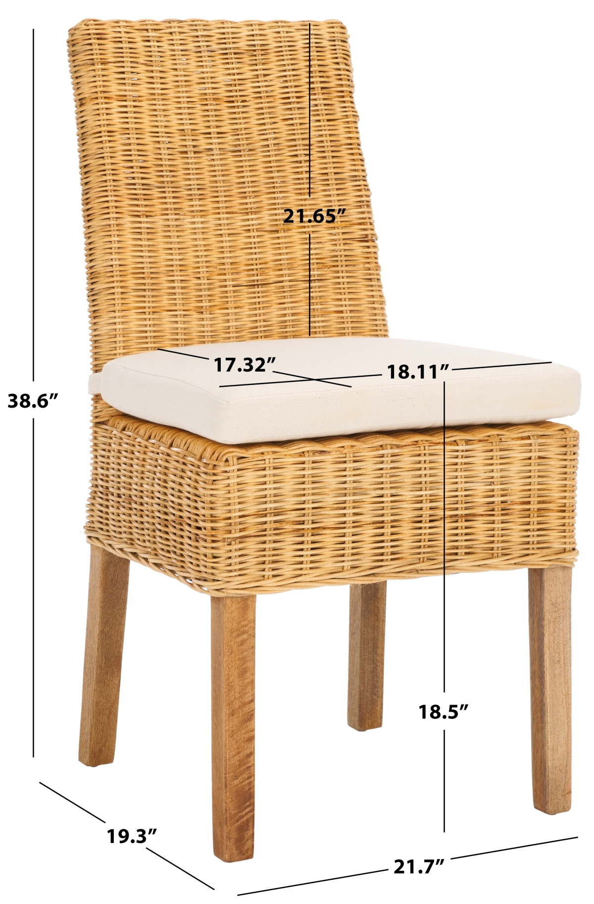 Sanibel Side Chair W/ Cushion - White / Natural - Safavieh - Image 7