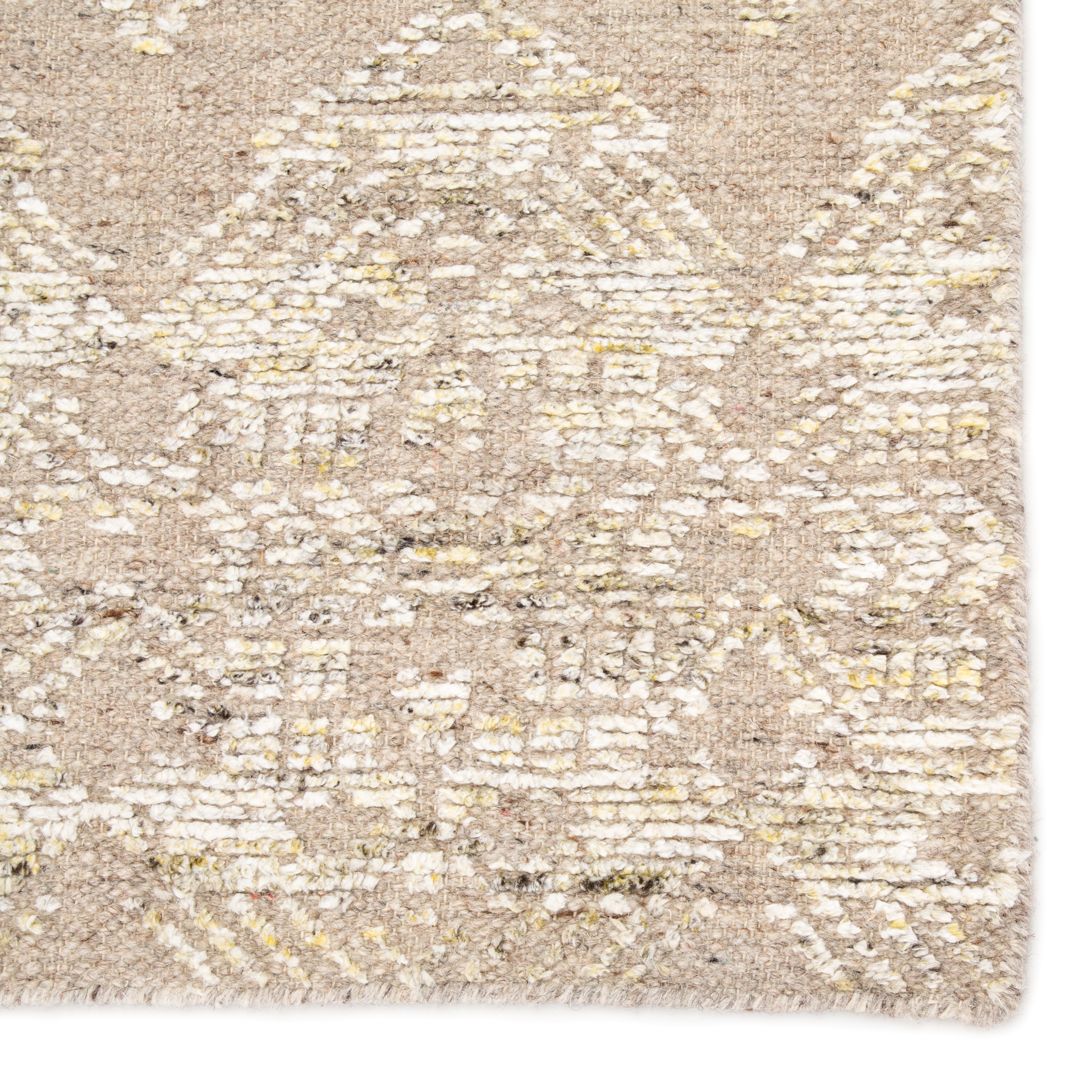 Dentelle Hand-Knotted Geometric Beige/ Gold Area Rug (8'X10') - Image 3