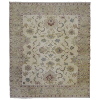 One-of-a-Kind Kaan Hand-Knotted Peshawar Green/Beige/Maroon 8'3" x 9'8" Wool Area Rug - Image 0