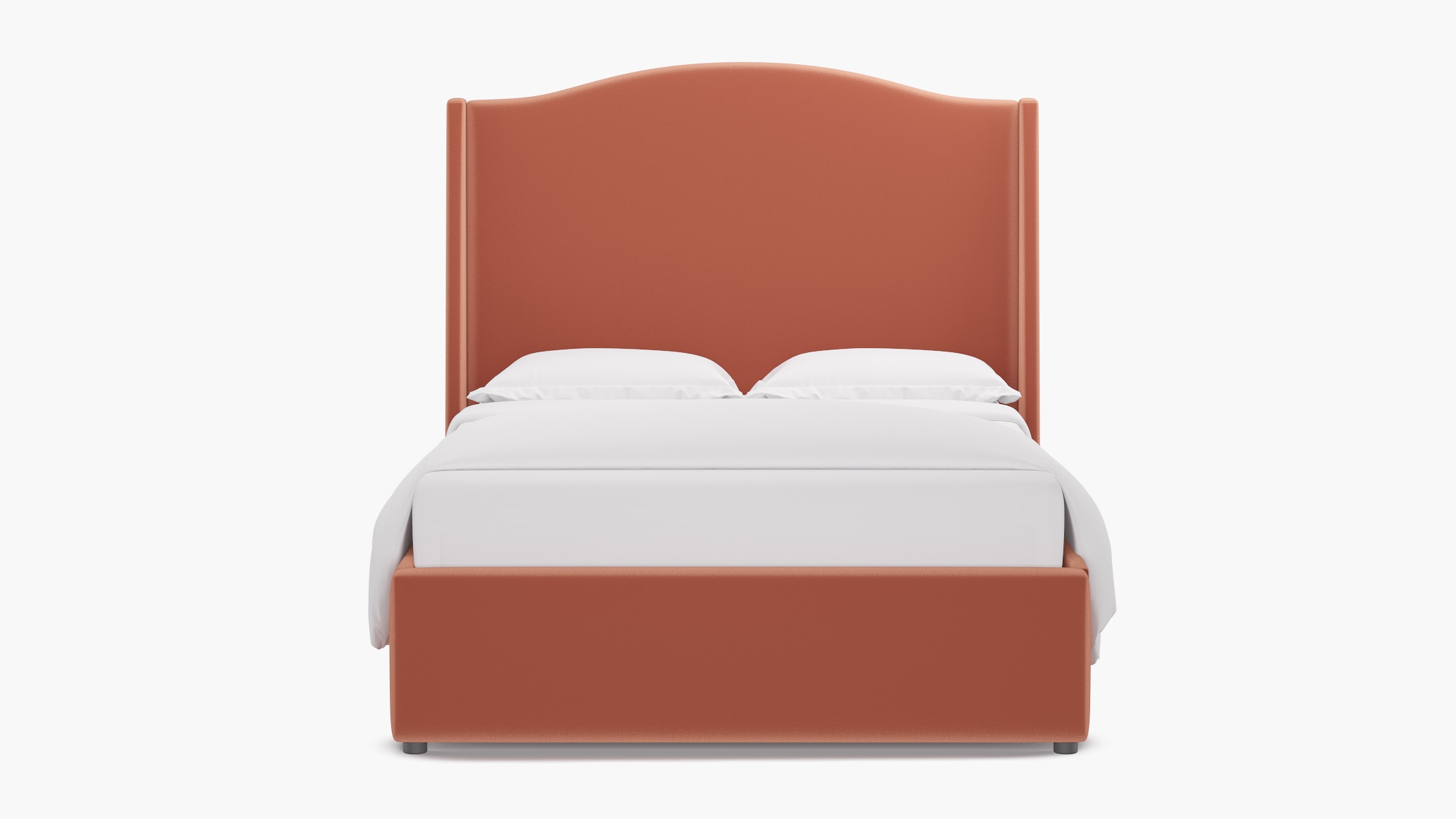 Curved Wingback Bed, Coral Performance Velvet, Full - Image 0