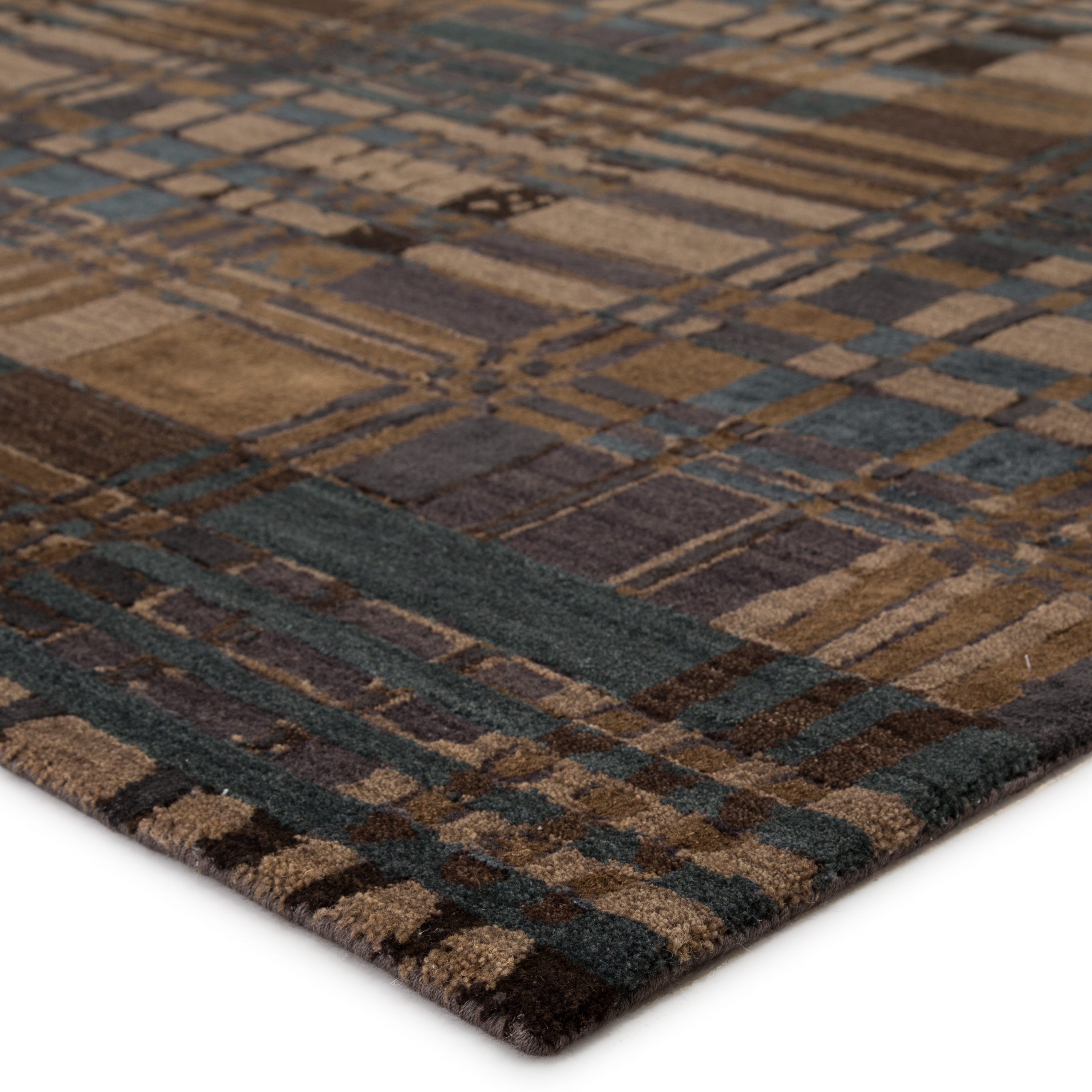 Jenny Jones by Outlander Hand-Knotted Geometric Green/ Brown Area Rug (8'X10') - Image 1