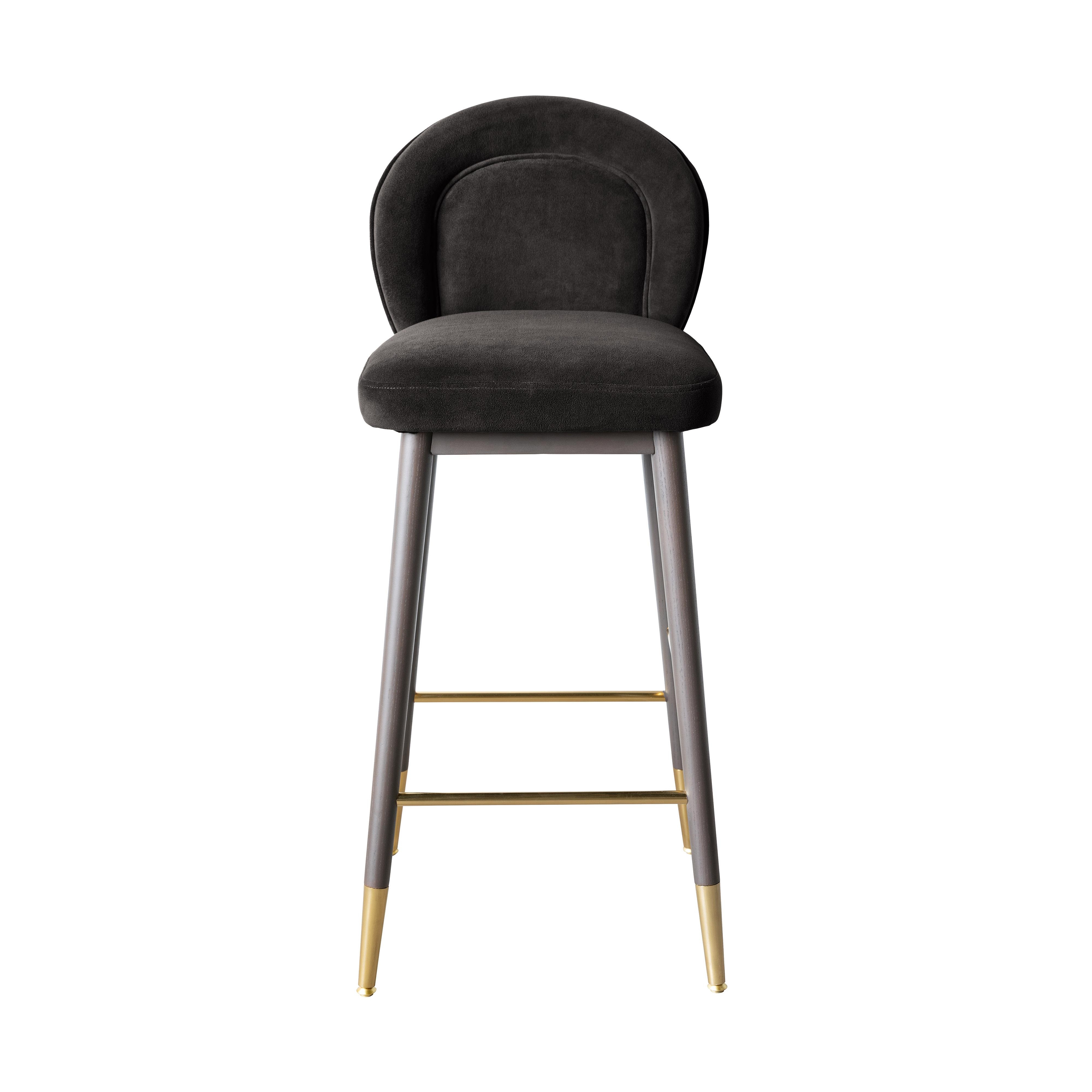 Hailey Charcoal Grey Velvet Barstool - Image 2
