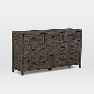 Modern Mixed Reclaimed Wood 7-Drawer Dresser, Black Olive - Image 0