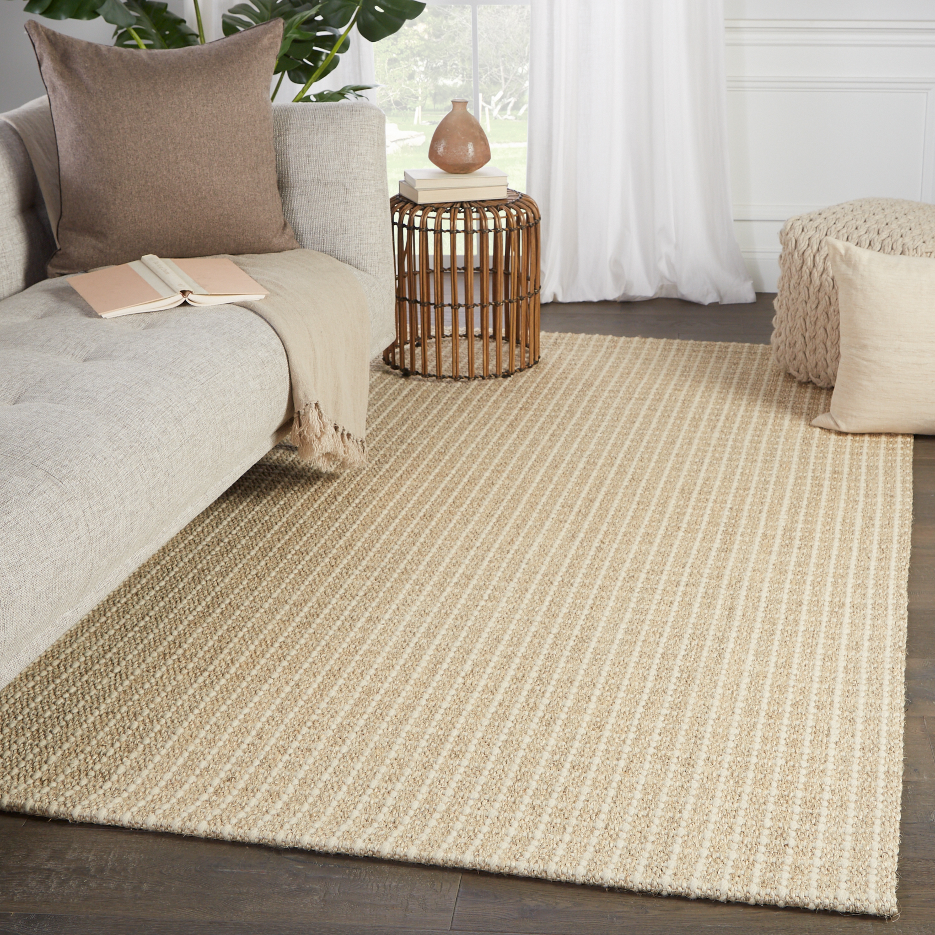 Tane Natural Solid Beige/ Ivory Area Rug (10'X14') - Image 4