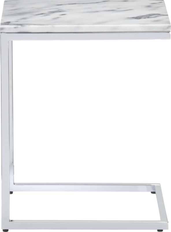 Smart Chrome C Table with White Marble Top - Image 1
