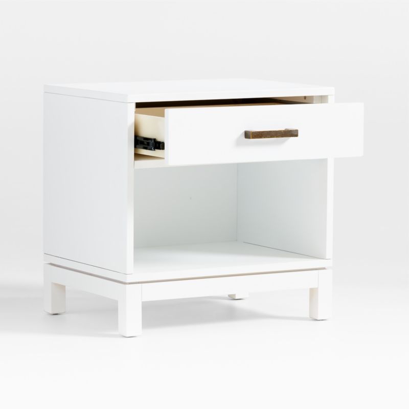 Set of 2 Parke White Wood Kids Nightstand with Drawer - Image 4