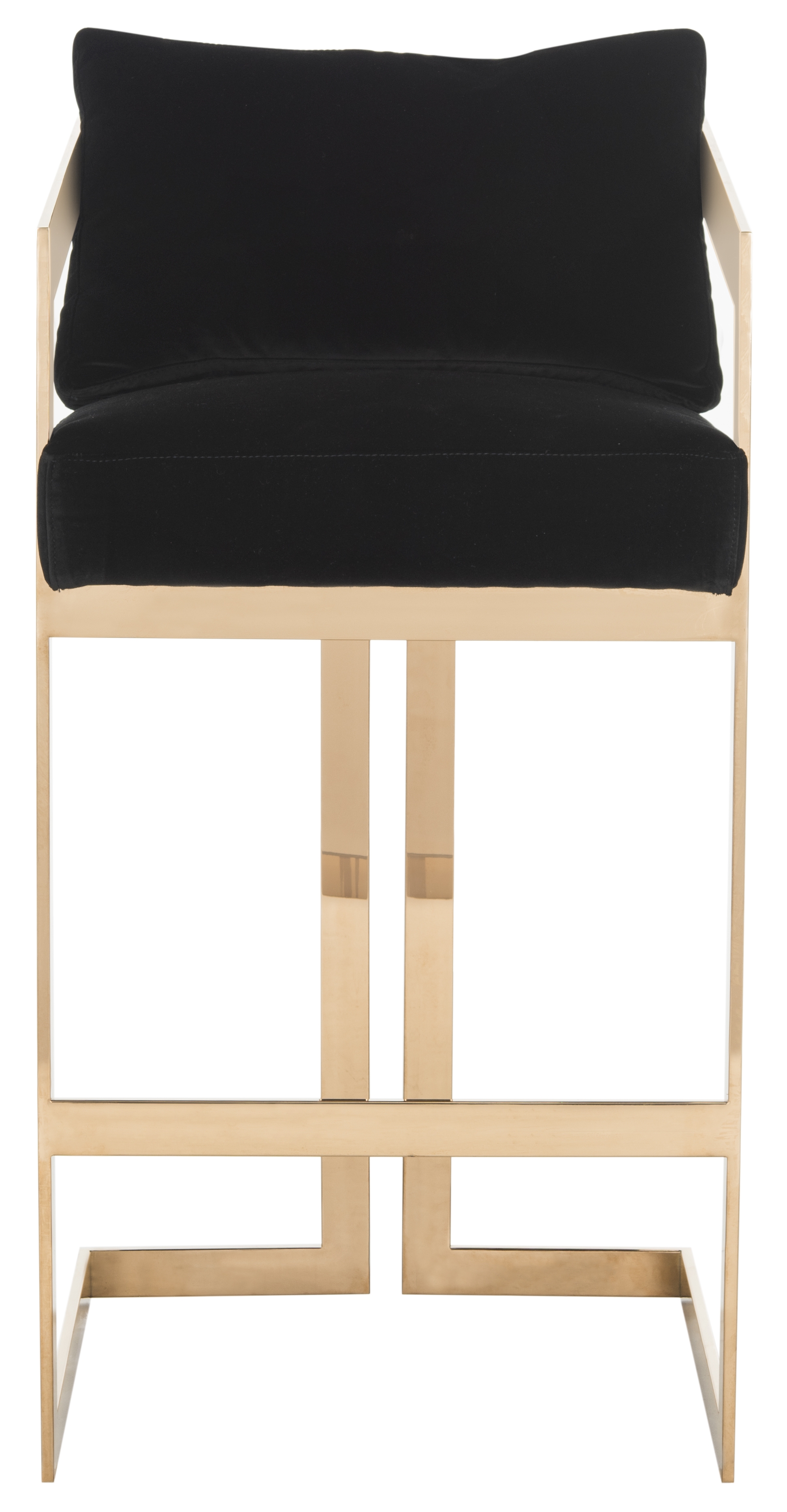 Taraji Velvet Bar Stool - Giotto Black - Safavieh - Image 0