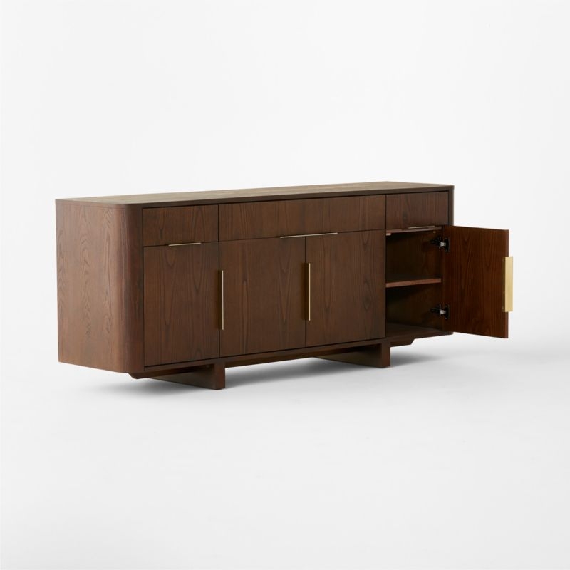 Tau 70" Brown Wood and Brass Credenza - Image 3