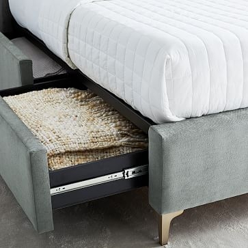 Andes Tall Storage Bed, King, Chenille Tweed, Irongate, Dark Pewter - Image 1