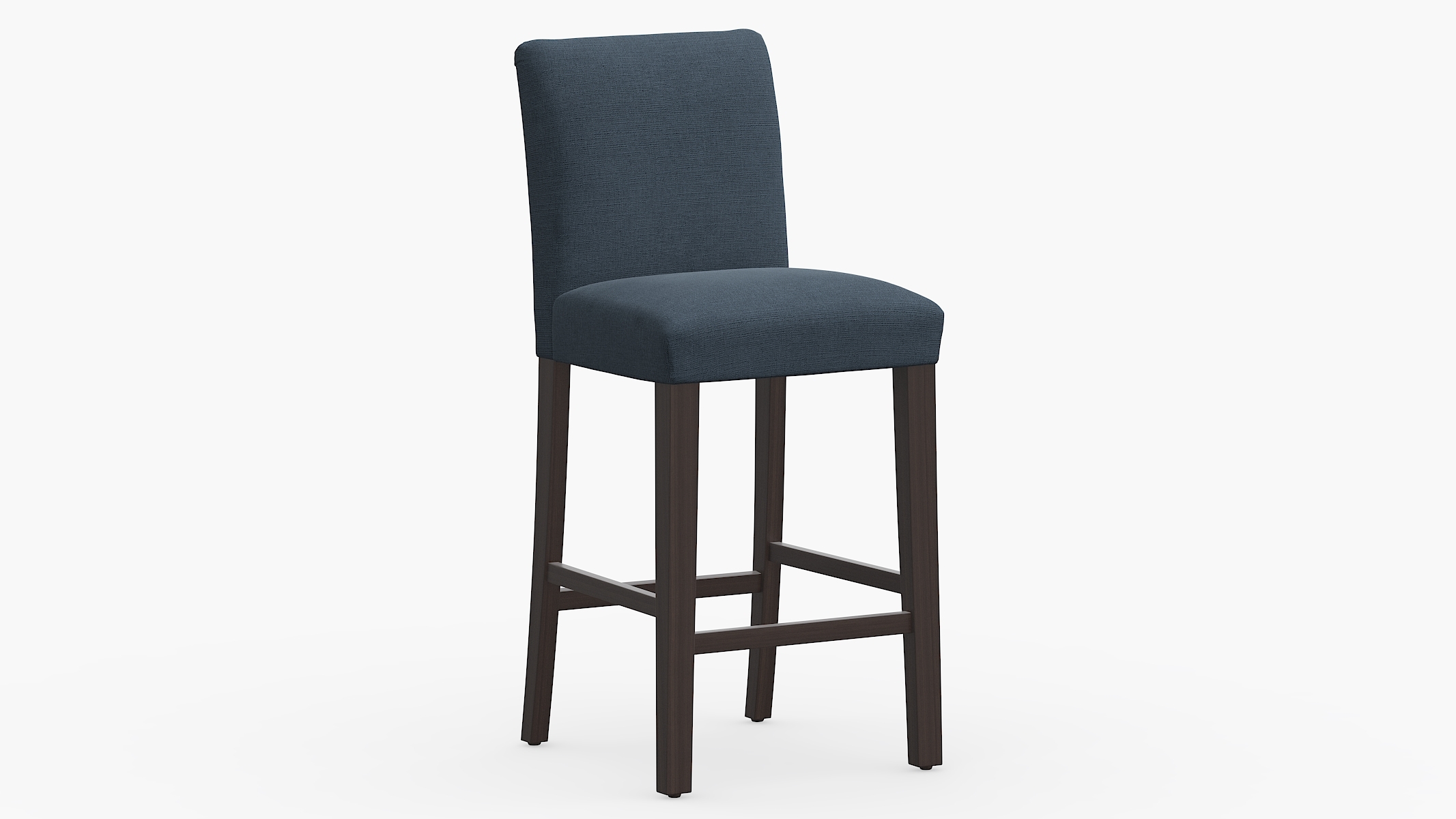 Classic Dining Bar Stool, Navy Everyday Linen, Espresso - Image 0