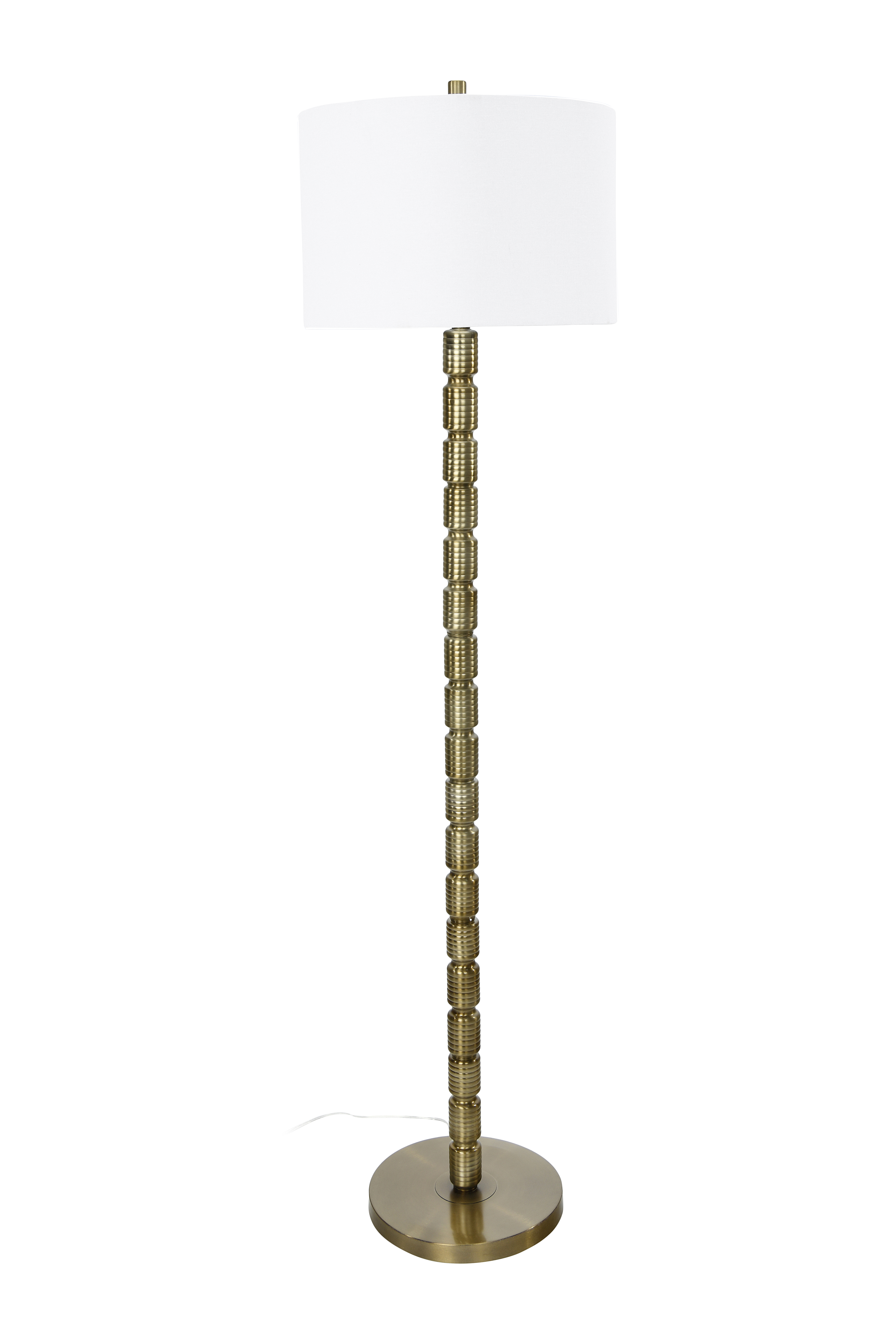 Faceted Metal Floor Lamp with Stacked Column Design - Image 0