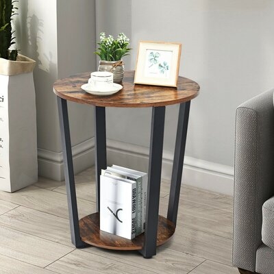 Round End Table With Storage Shelf - Image 0