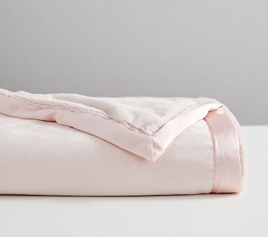 Fur Luxe Trim Baby Blanket, Stroller Blanket, Blush - Image 0