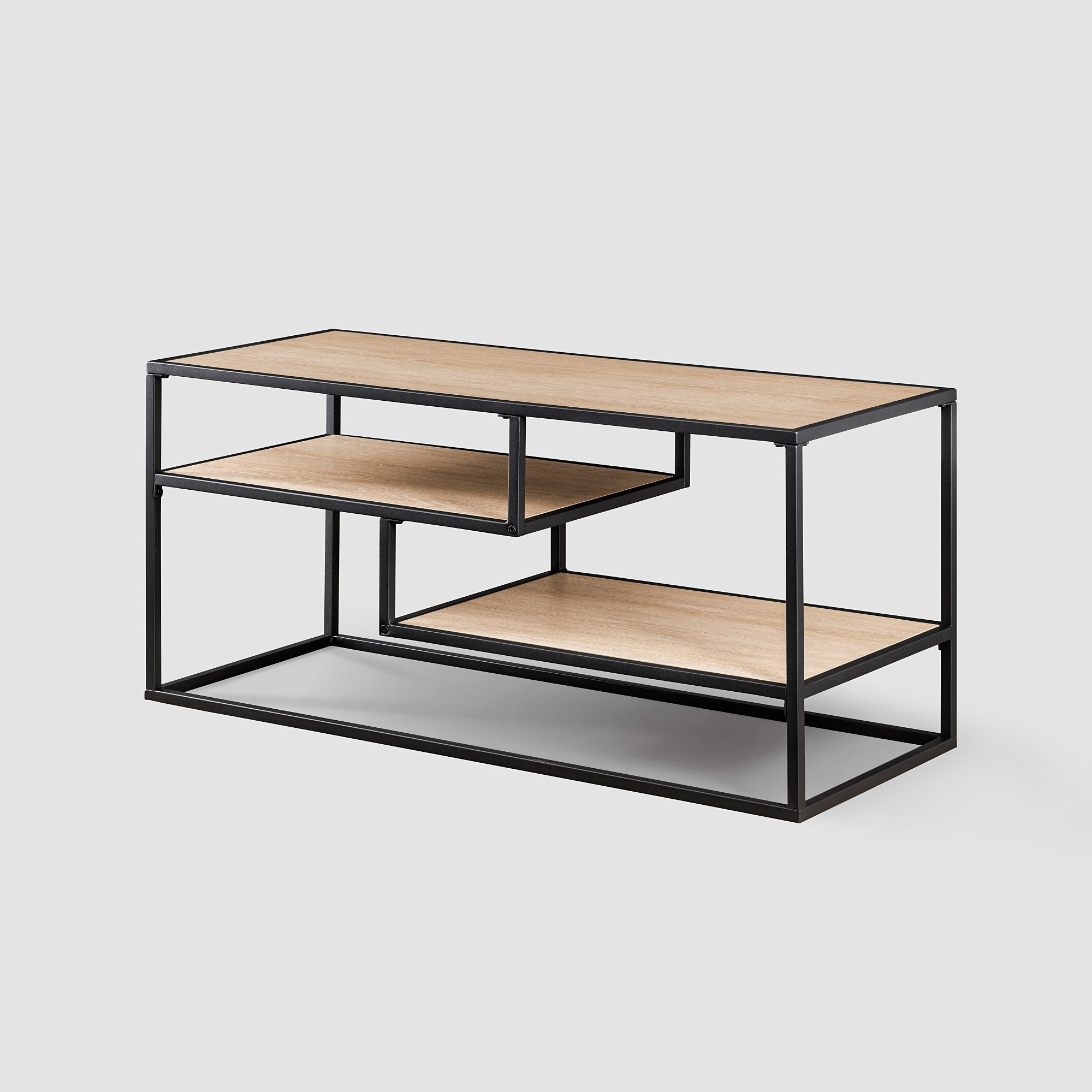 40" Contemporary Metal TV Stand - Coastal Oak - Image 2