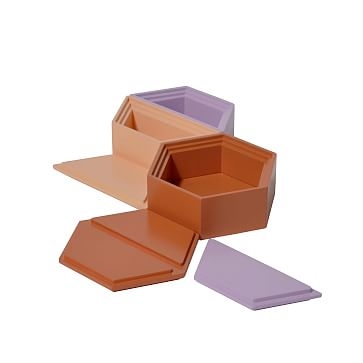 Honeycomb Stacking Boxes, Wood, Cool - Image 2