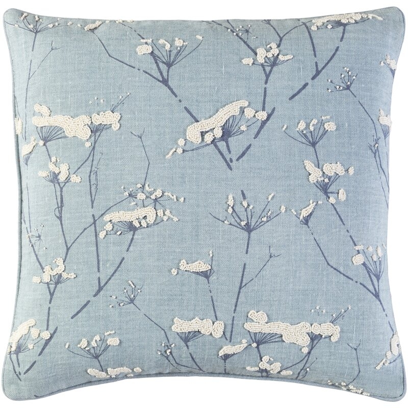 Enchanted Linen  Indoor Floral Pillow Cover Size: 18" x 18", Color: Blue - Image 0
