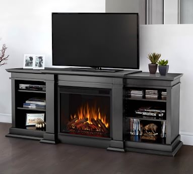 Reedley Electric Fireplace Media Cabinet, White - Image 2