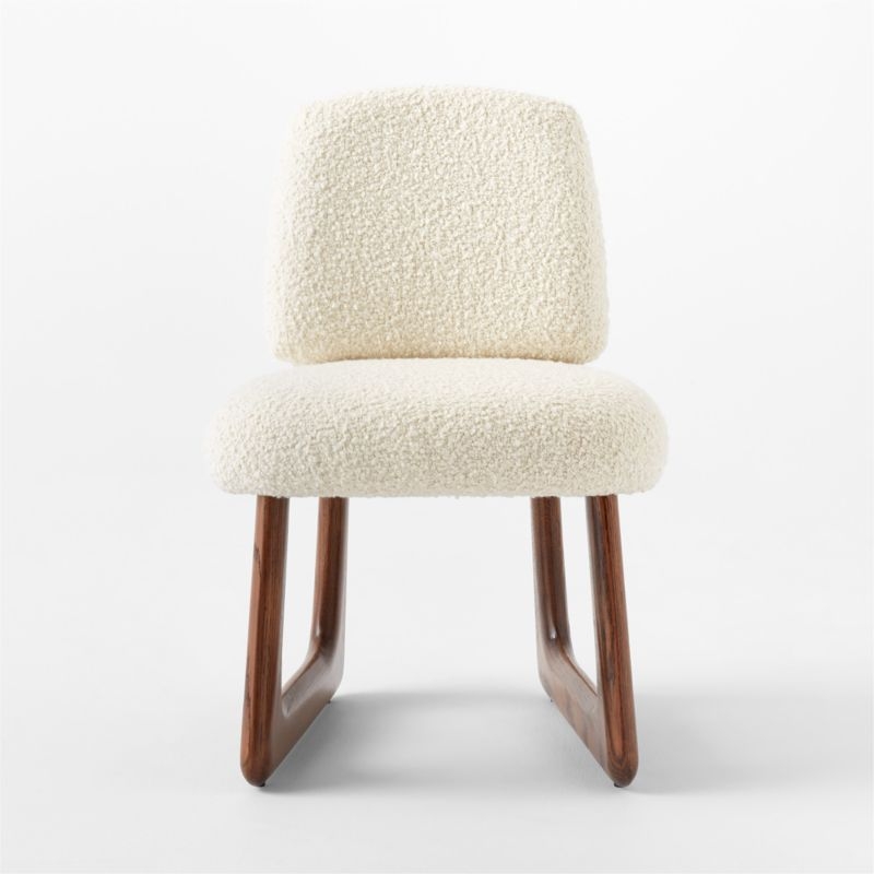Pula Warm White Boucle Armless Dining Chair Set of 4 - Image 3