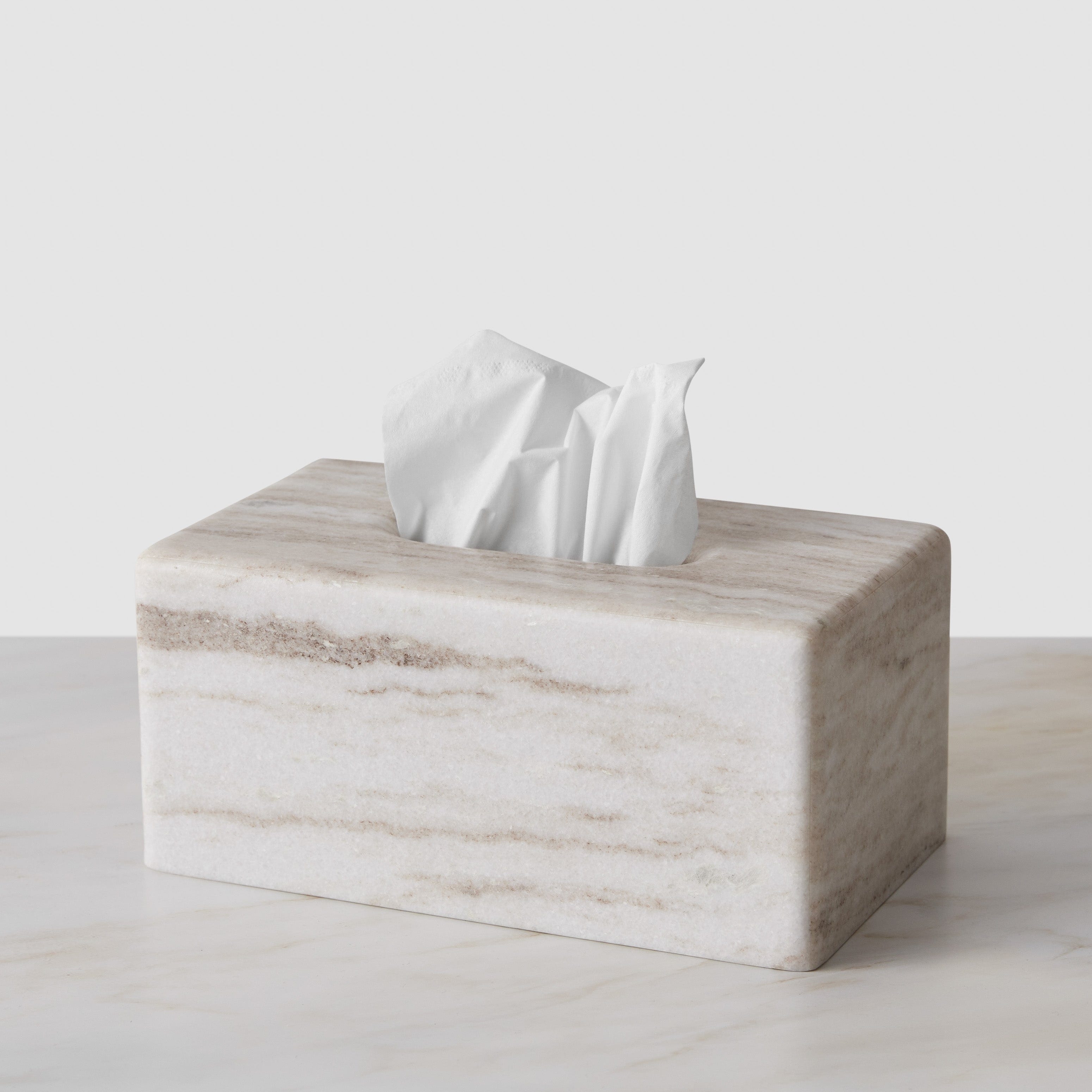 The Citizenry Riya Marble Tissue Box | Square | Natural - Image 1
