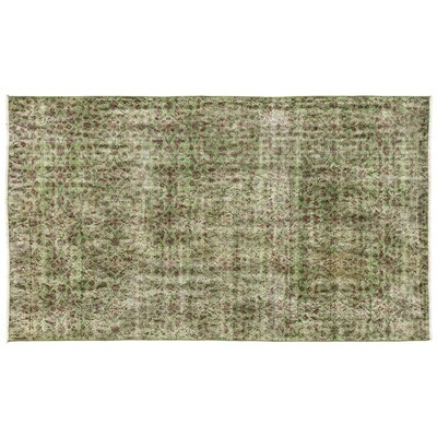 One-of-a-Kind Hand-Knotted 1960s Turkish Green 3'9" x 6'5" Area Rug - Image 0