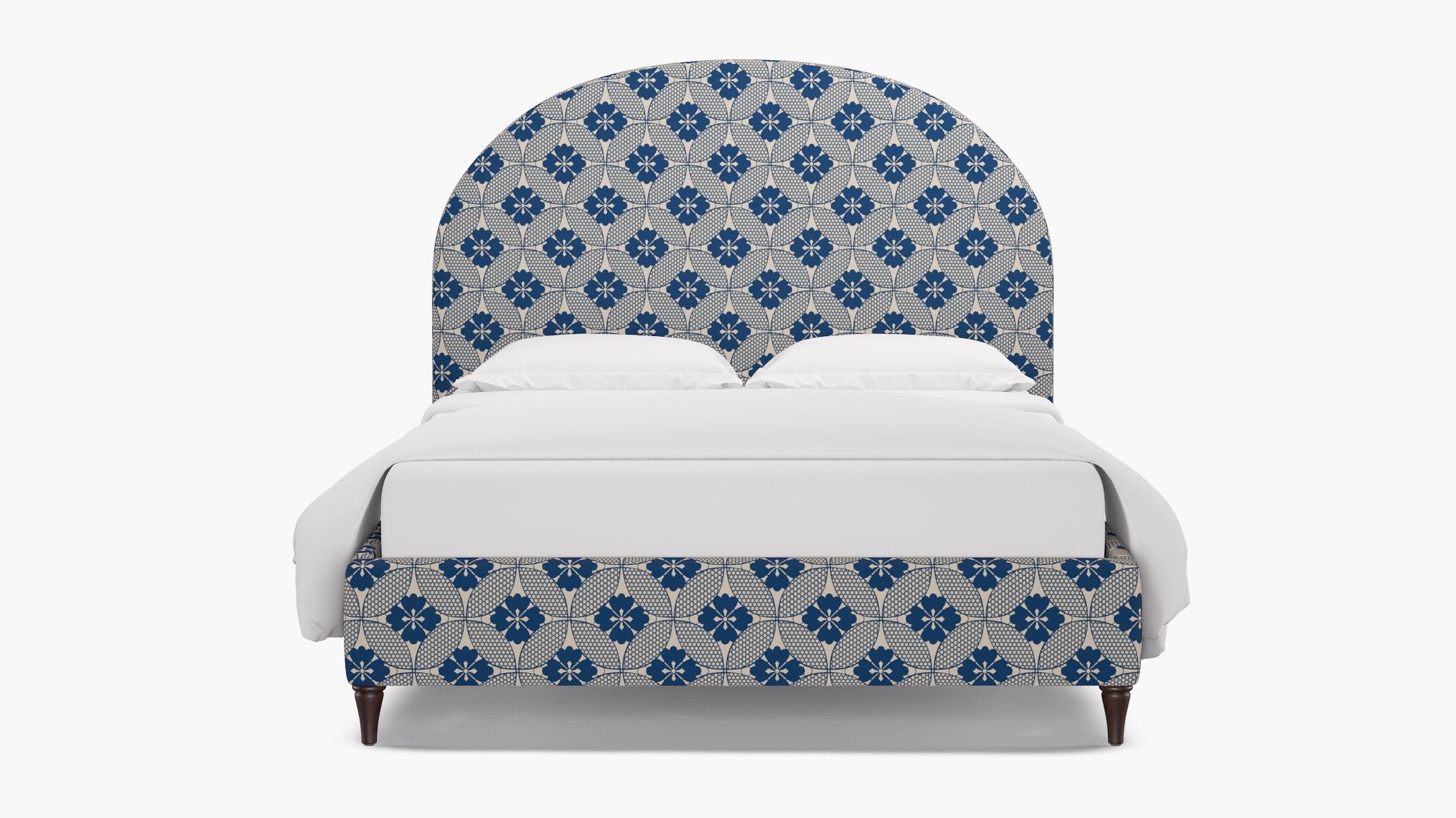 Demilune Bed, Bright Navy Solaire, Espresso Decorative Tapered Leg, Twin - Image 0