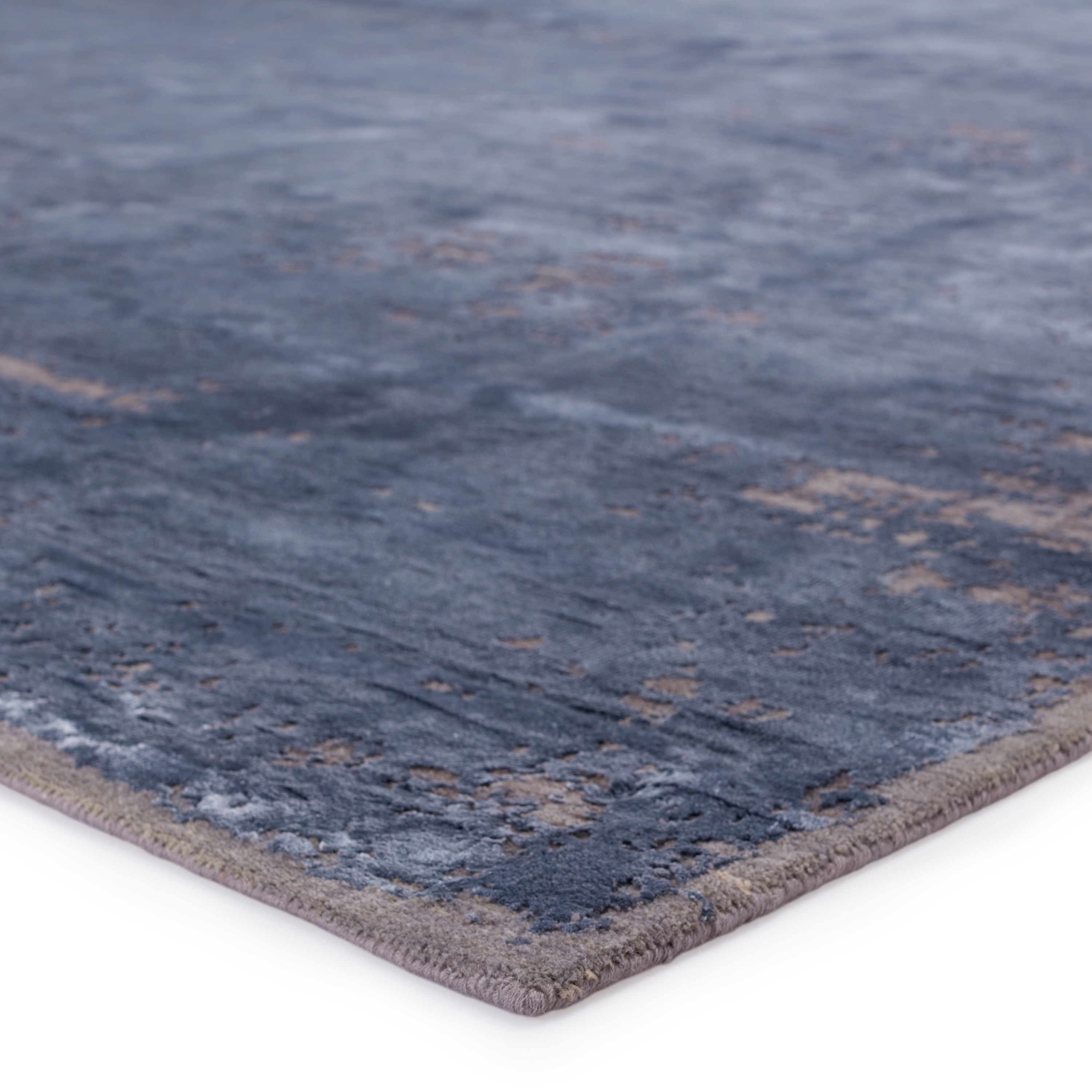 Olga Hand-Knotted Abstract Dark Blue/ Gray Area Rug (9'X12') - Image 1