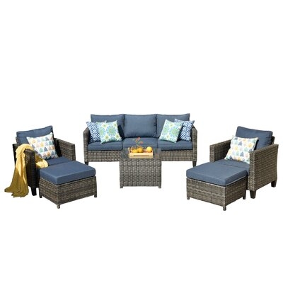 Harshil 6 Piece Rattan Sofa Seating Group with Cushions - Image 0