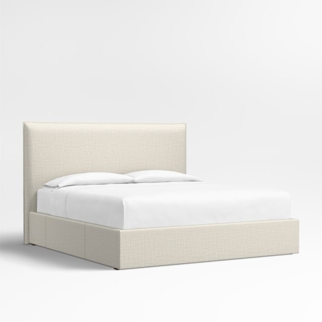 Arvada 54" Natural Beige Upholstered King Headboard with Storage Bed Base - Image 0
