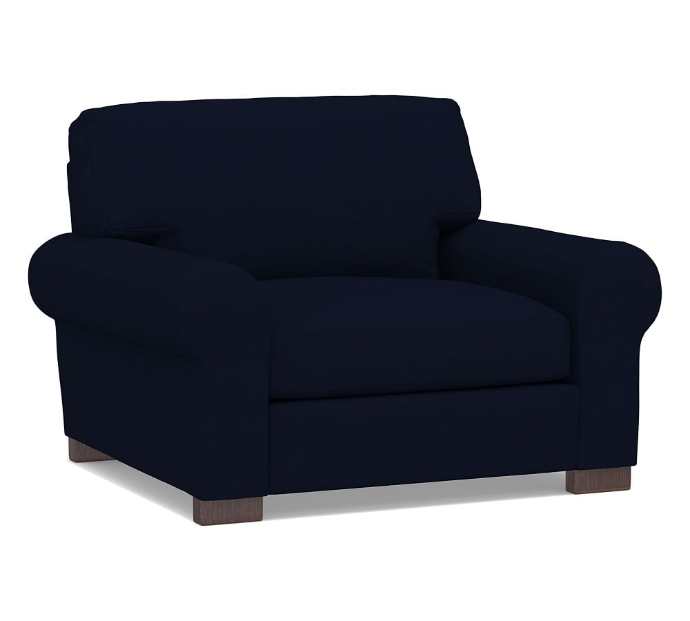 Turner Roll Arm Upholstered Small Armchair 42", Down Blend Wrapped Cushions, Performance Everydaylinen(TM) Navy - Image 0