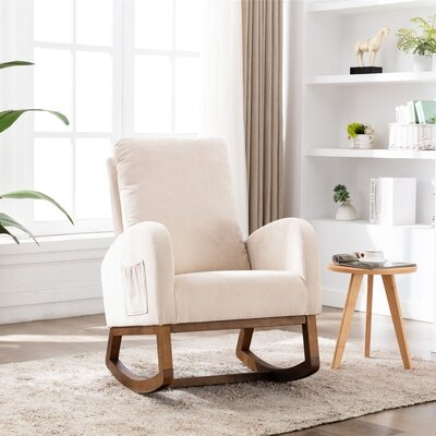 Rocking Chair Mid-Century Nursery Rocking Armchair Upholstered Tall Back Accent Glider Rocker For Living Room - Image 0