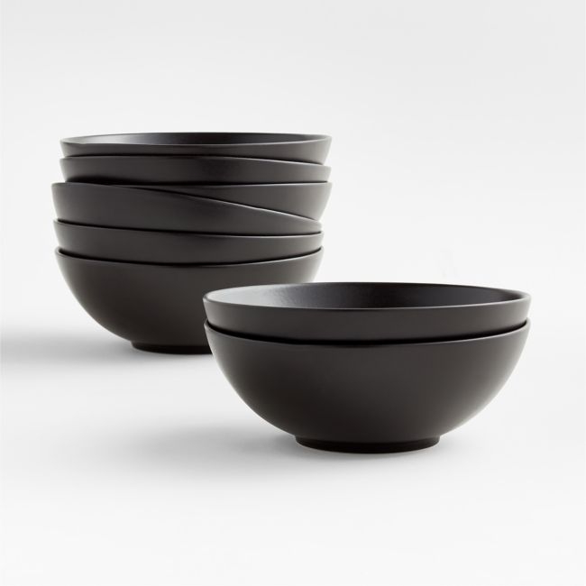 Craft Matte Black Stoneware Cereal Bowls, Set of 8 - Image 0