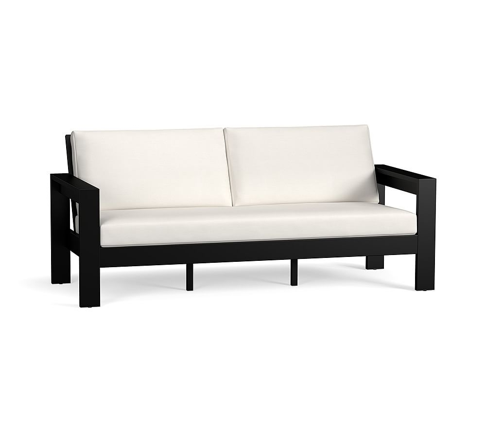 Malibu Metal Sofa Bundle, Black; Sunbrella, Silver - Image 0