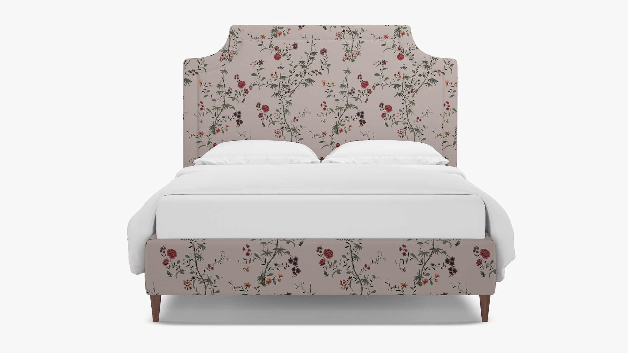 Deco Bed, Multi Bamboo Garden, Walnut Square Tapered Leg, King - Image 0