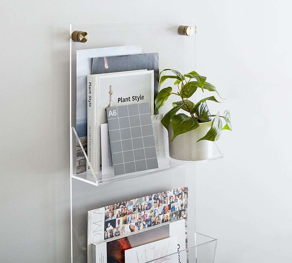 Acrylic Home Office Filer/Shelf, Brass - Image 0