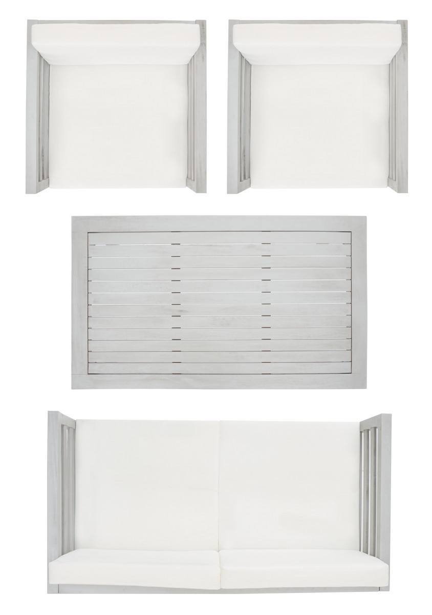 Kinnell 4 Pc Outdoor Living Set - Grey/Beige - Safavieh - Image 5