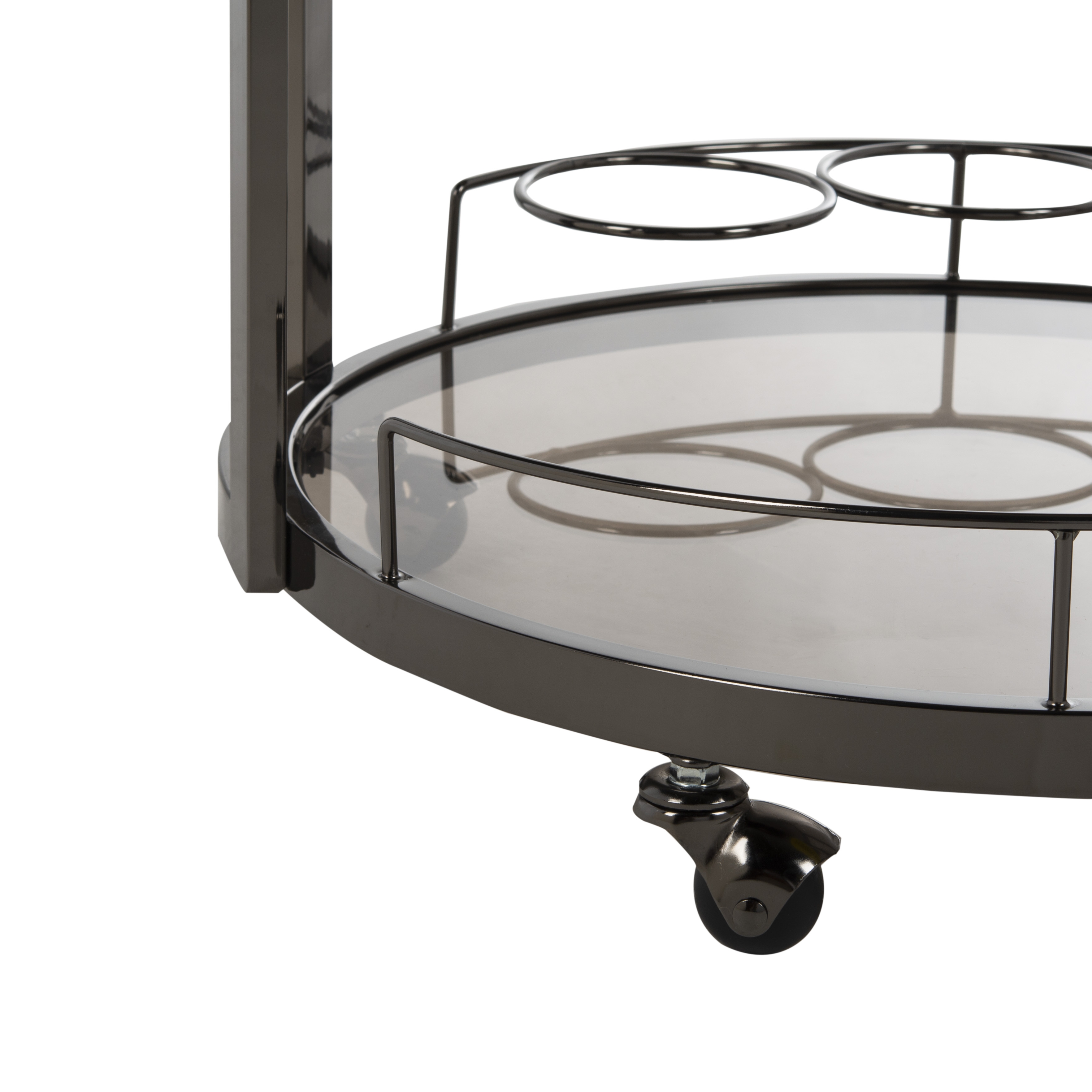 Rio 3 Tier Round Bar Cart And Wine Rack - Gun Metal/Tinted Glass - Safavieh - Image 4