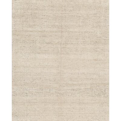 One-of-a-Kind Hand-Knotted Beige 8' x 10' Silk Area Rug - Image 0