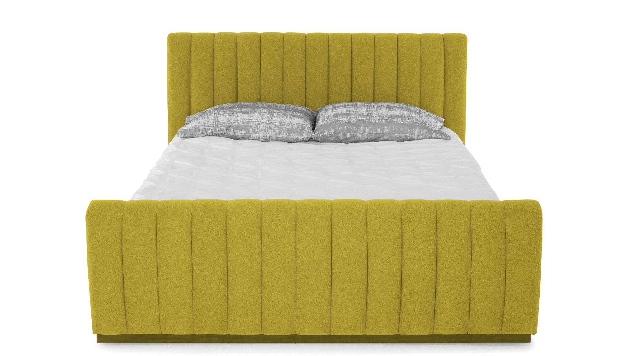 Yellow Camille Mid Century Modern Bed - Bloke Goldenrod - Mocha - Queen - Image 0