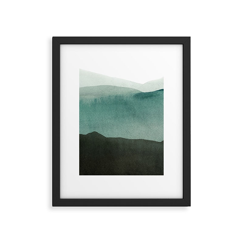 Valleys Deep Mountains High by Iris Lehnhardt, Modern Framed Art Print, Black, 20" x 16" - Image 0