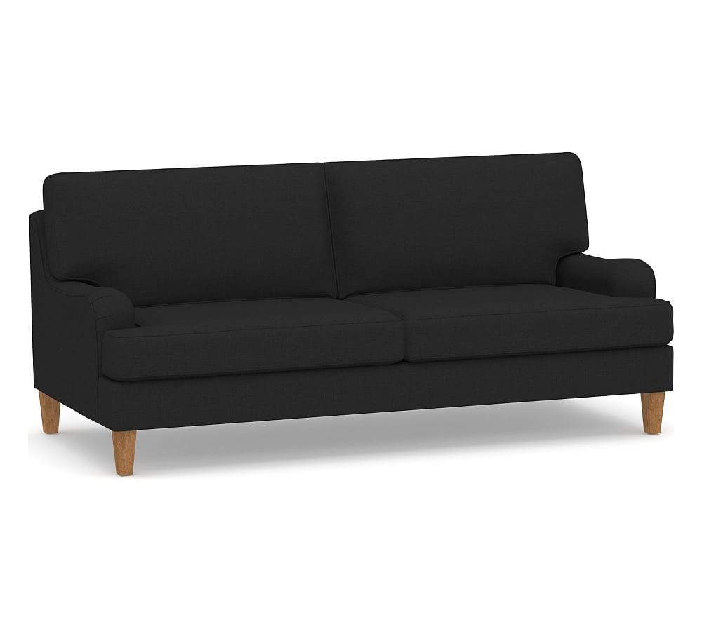 SoMa Hawthorne English Arm Upholstered Sofa, Polyester Wrapped Cushions, Textured Basketweave Black - Image 0
