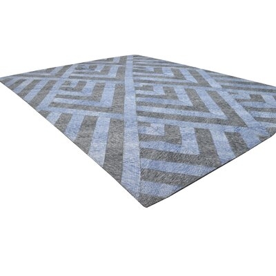 One Of A Kind  Flatweave Modern & Contemporary 5' X 8' Geometric Wool Blue Rug - Image 0