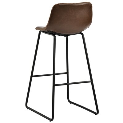 Low Back Footrest Vintage Leatherier Height Bar Stools Dining Chairs Set Of 2 - Image 0