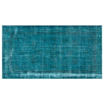 One-of-a-Kind Hand-Knotted 1960s Turkish Turquoise 3'10" x 7'3" Area Rug - Image 0
