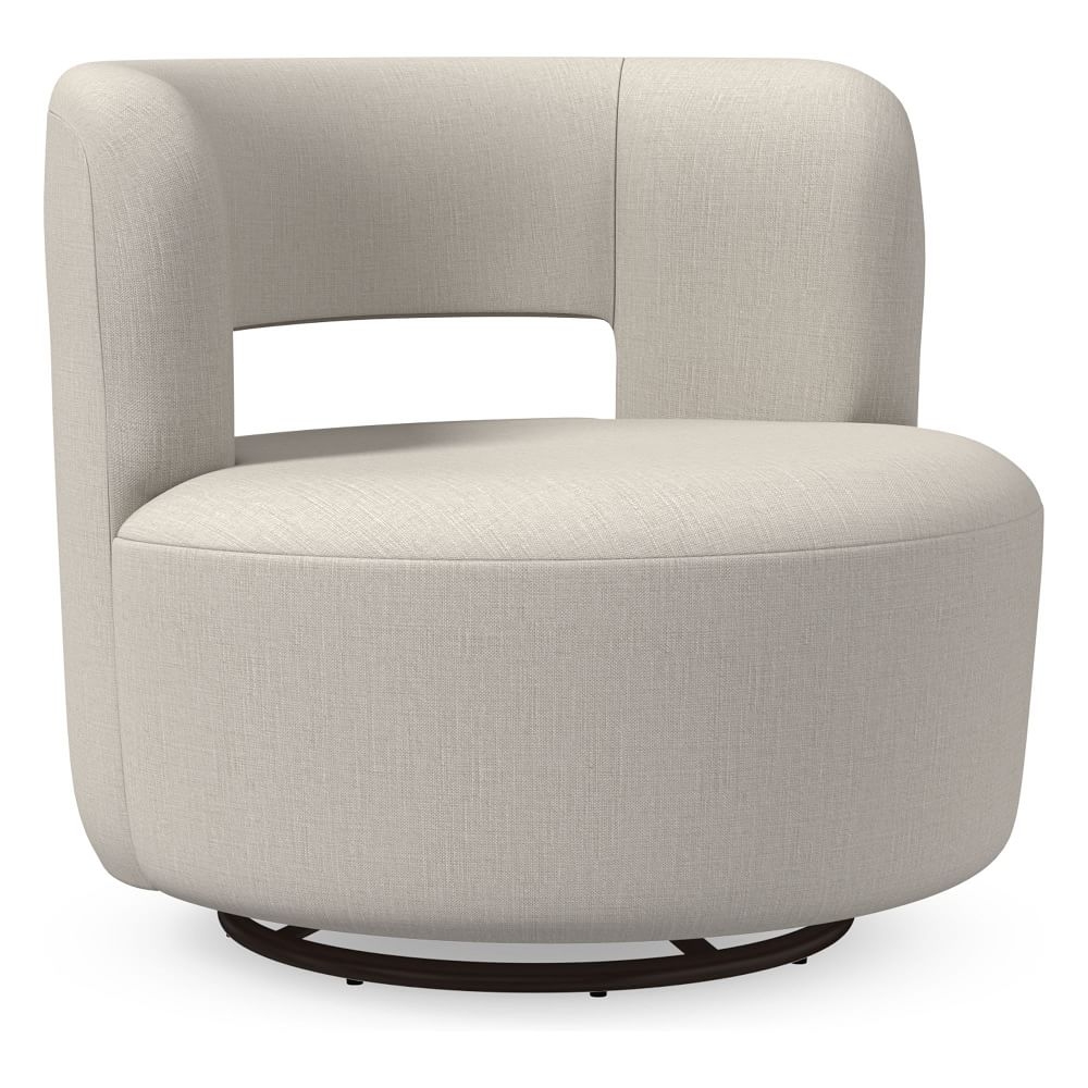 Millie Swivel Chair, Poly, Yarn Dyed Linen Weave, Alabaster, Concealed Supports - Image 0