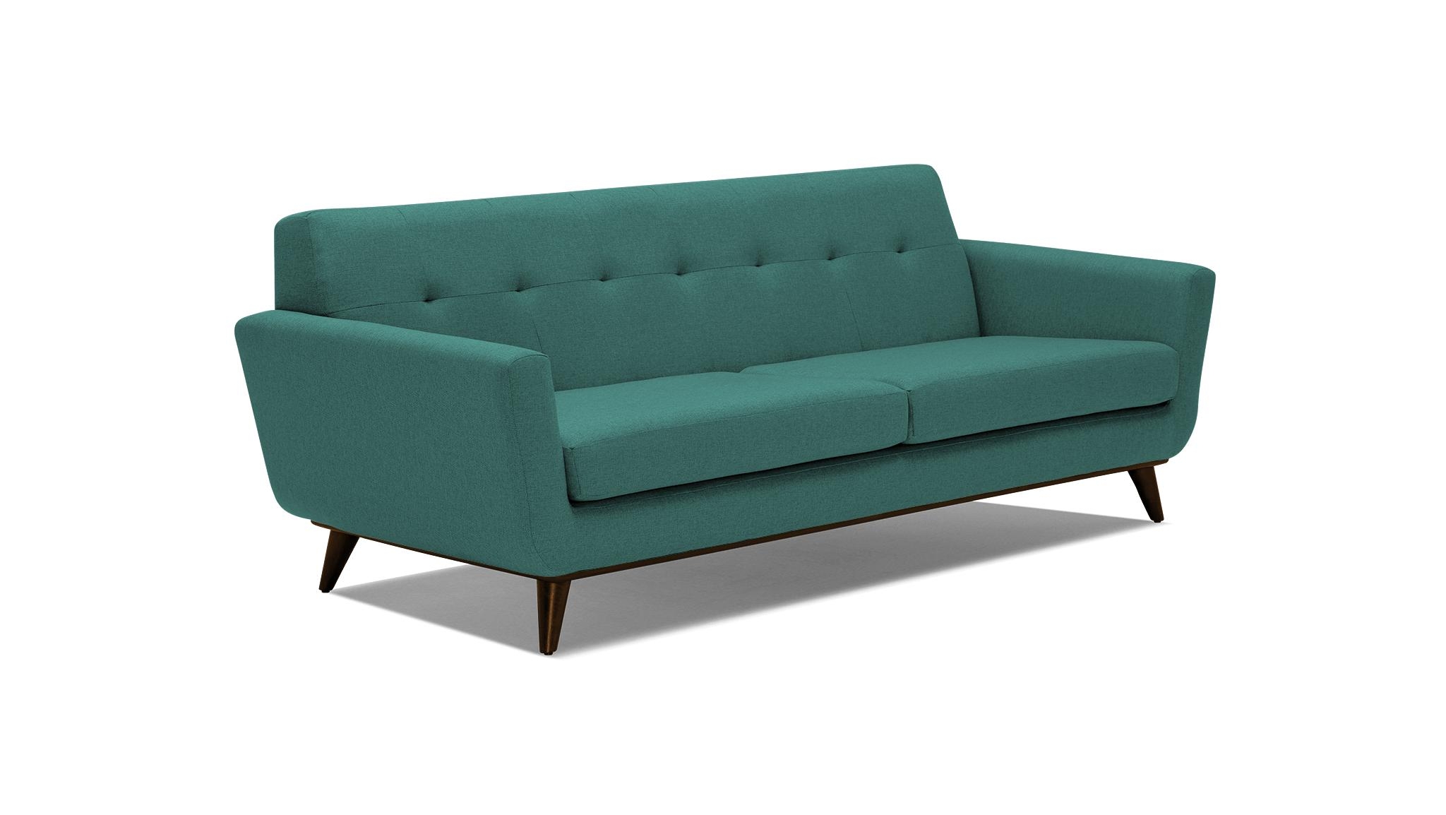Blue Hughes Mid Century Modern Sofa - Prime Peacock - Mocha - Image 1